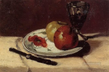 静物 Painting - 静物画 リンゴとグラス ポール・セザンヌ
